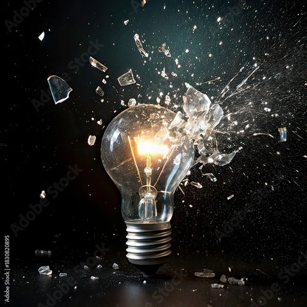 Obraz light bulb on black background