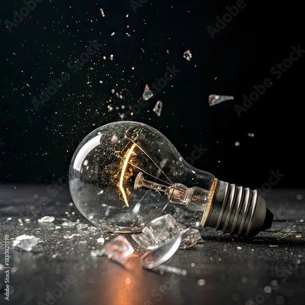 Obraz light bulb on black background