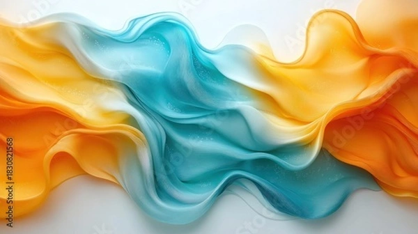 Obraz Abstract flowing teal and orange fabric waves.