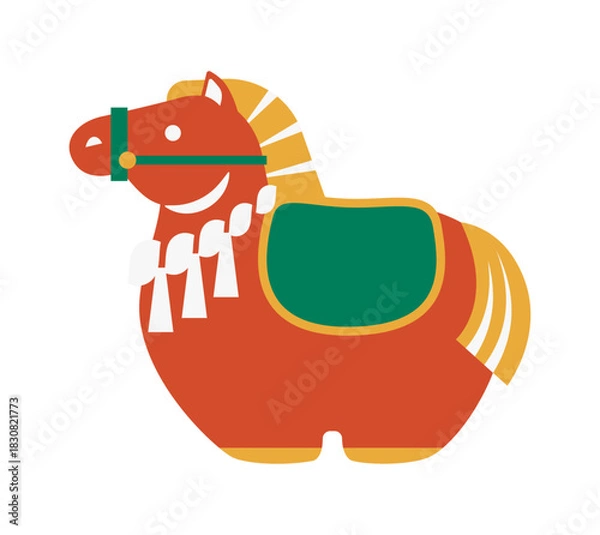 Obraz 赤い午の縁起物の正月飾りのイラスト素材