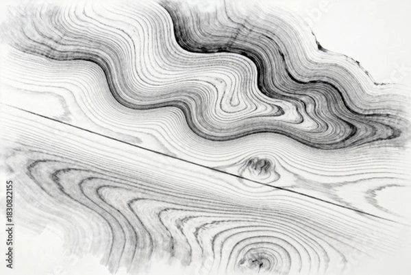 Obraz Abstract Wavy Texture, Monochrome Design, Artistic Pattern, Flowing Lines, Graphic Artwork