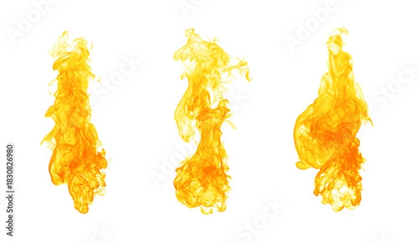 Fototapeta Collection of isolated flames on black background. Perfect for digital art, design and visual effects. Perfect for energy explosion scenes.