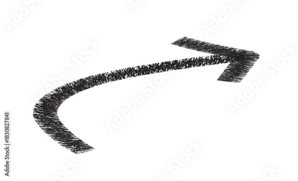 Fototapeta Curved black brush-stroke arrow on a transparent background