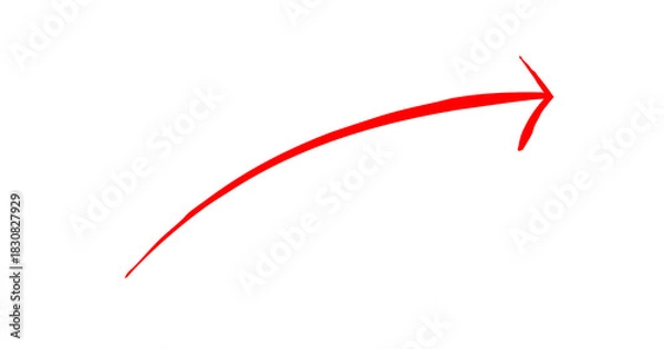 Fototapeta Hand-drawn red arrow graphic on a clear transparent background