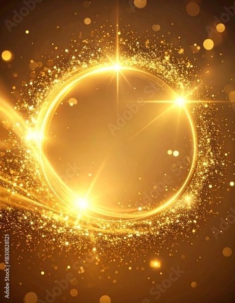Obraz 美しい黄金にキラキラと輝く光のリング（高級感のある背景）