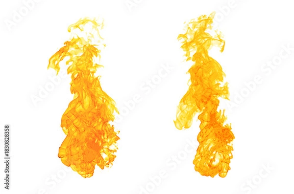 Fototapeta Collection of isolated flames on black background. Perfect for digital art, design and visual effects. Perfect for energy explosion scenes.