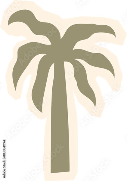 Obraz Tropical palm tree shape beige and sage green abstract boho nature element for summer vibe