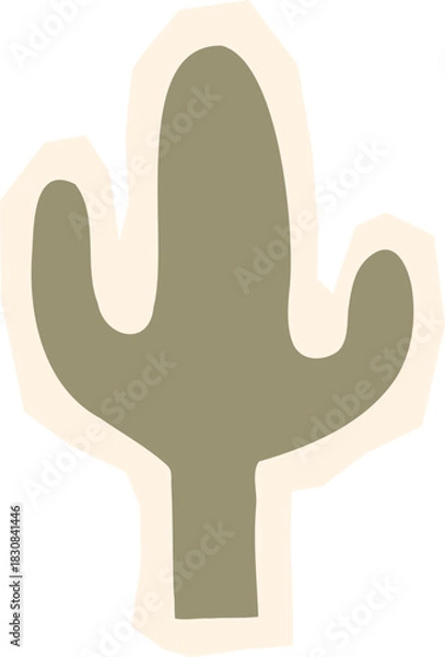 Obraz Saguaro cactus plant shape sage green abstract boho botanical element for desert landscape