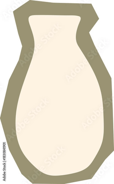 Obraz Simple tall ceramic vase or pottery jar shape beige and sage green boho element for interior decor