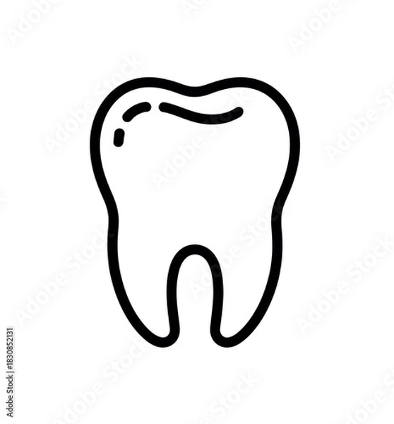 Obraz A simple, clean line drawing of a human molar tooth is presented, symbolizing dental health and oral hygiene.