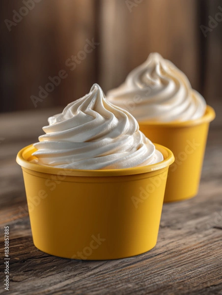 Obraz Vanilla Custard Dessert in Yellow Cups
