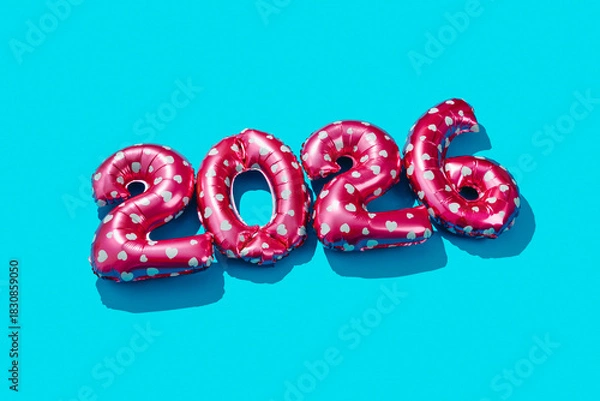 Obraz pink balloons form number 2026 as the new year
