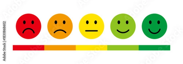 Fototapeta  Five-level emotion rating icons for customer feedback