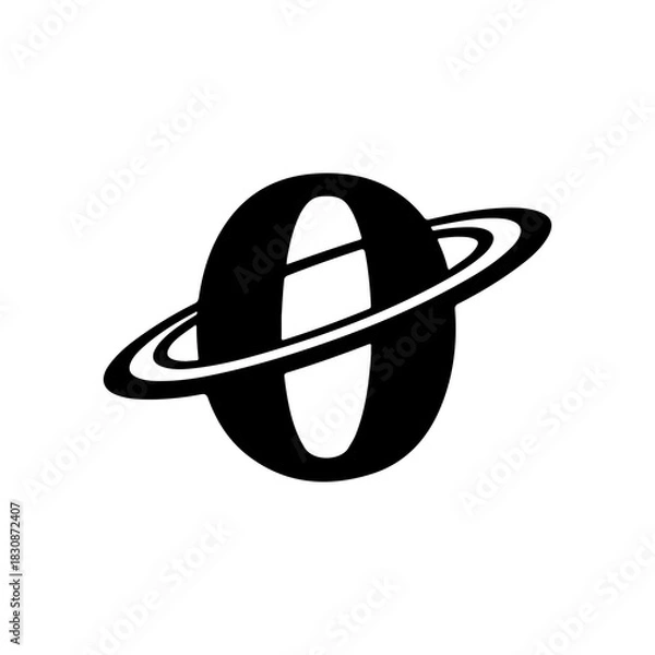 Fototapeta Silhouette of a bold number zero logo symbol design vector illustration.