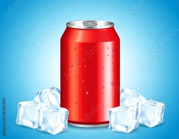 Obraz Red Soda Can with Ice Cubes.