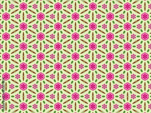 Obraz Floral Pattern with Geometric Arrangement