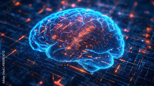 Obraz Title: Human Hand Touching Robotic Hand Representing Artificial Intelligence and Future Technology