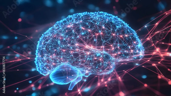 Obraz Title: Human Hand Touching Robotic Hand Representing Artificial Intelligence and Future Technology