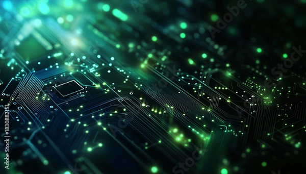 Obraz Digital green and blue background