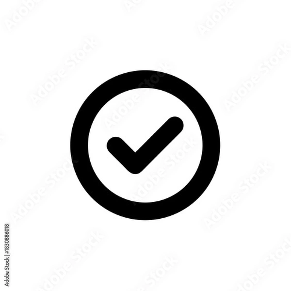 Obraz Simple Outline Circle Check Mark Sign Shape Icon Design Element