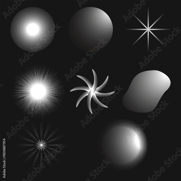 Fototapeta Abstract light effects and glowing orbs on a dark background