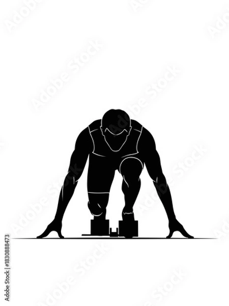 Fototapeta the silhouette of a man at the starting line of a race