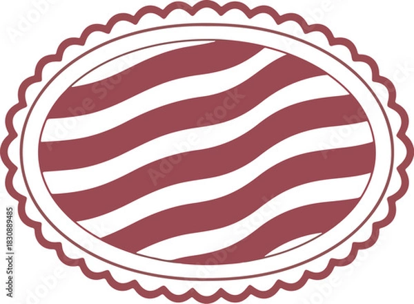 Obraz Retro Oval Scalloped Badge Wave Pattern Vector