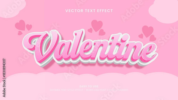 Fototapeta valentine editable text effect 3d
