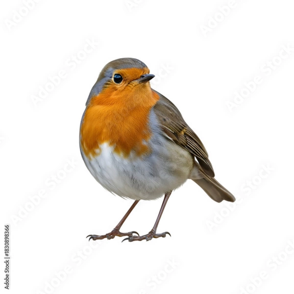 Obraz European robin portrait on black background a colorful bird with orange breast