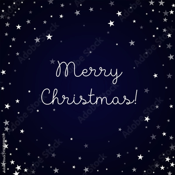 Fototapeta Merry Christmas greeting card. Random falling stars background. Random falling stars on deep blue background. Unusual vector illustration.