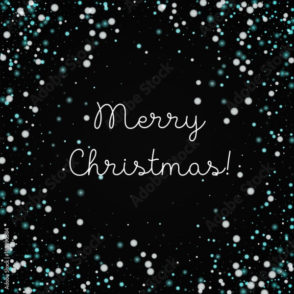 Fototapeta Merry Christmas greeting card. Beautiful falling snow background. Beautiful falling snow on black background. Unusual vector illustration.