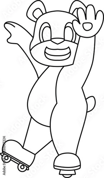 Obraz Panda Inline skating Inline skates Sports Animal Vector Graphic Art Illustration