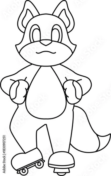 Obraz Cat Inline skating Inline skates Sports Animal Vector Graphic Art Illustration