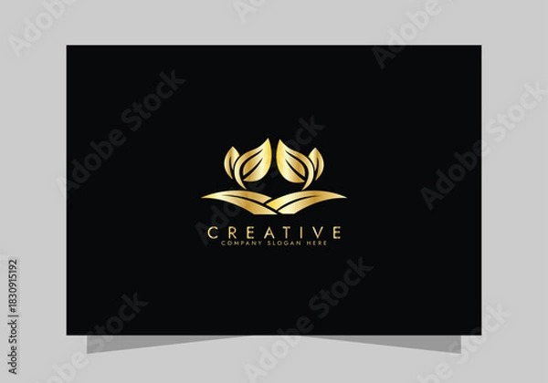 Fototapeta Agriculture and Farming Field , Eco-Friendly Plant luxurious icon, golden Farm Field logo vector design