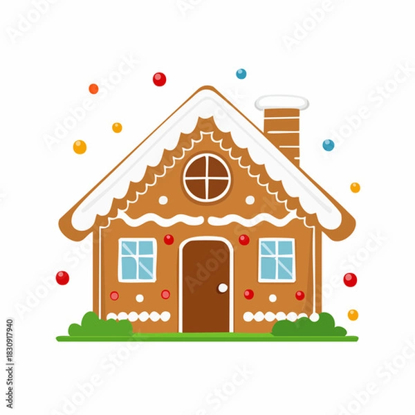 Obraz Flat Design Gingerbread House Icon