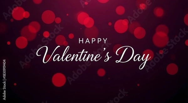 Obraz Elegant happy valentines day background with red bokeh lights and script text