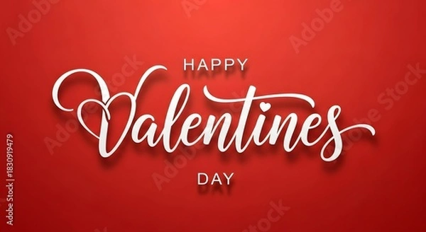 Obraz Elegant happy valentines day calligraphy on a red background for greeting cards