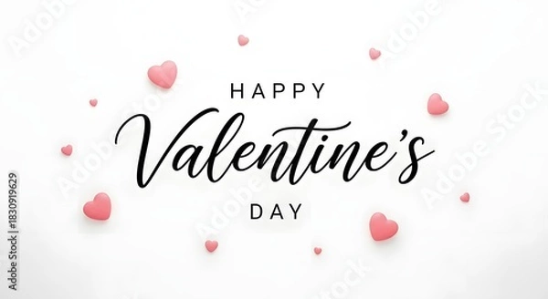 Obraz Elegant happy valentine s day greeting with pink petals on white background
