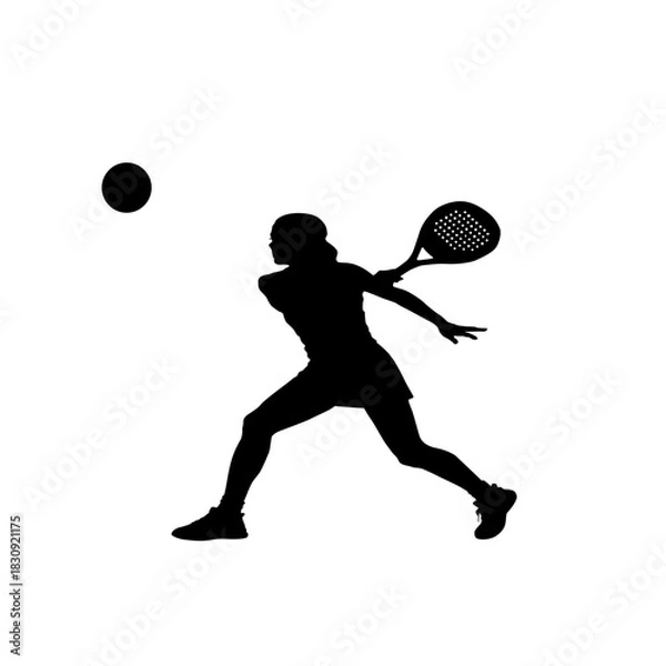 Obraz Tennis player silhouette ready to strike the ball with racket