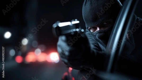 Obraz Masked gunman night