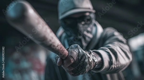 Obraz Aggressive baseball batter