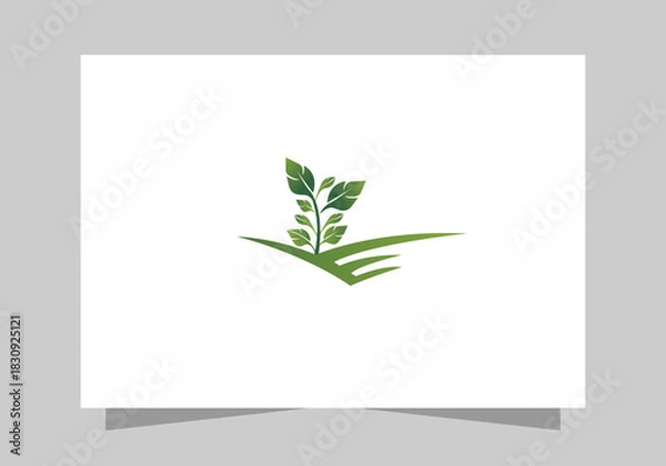 Fototapeta Agriculture and Farming Field, Eco-Friendly Plant icon, Green Farm Field logo vector design