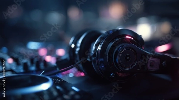 Obraz Dj headphones night