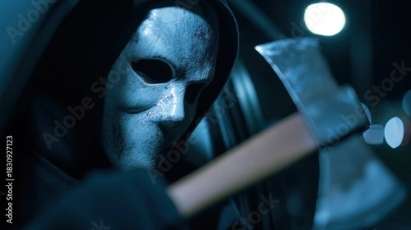 Obraz Masked figure axe