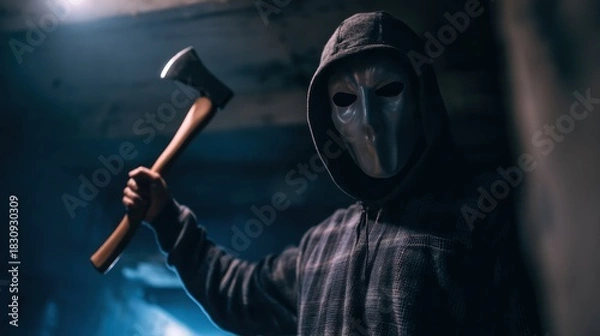 Obraz Masked figure axe