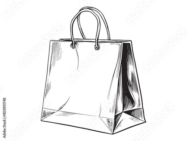 Obraz Hand drawn beautiful shopping bag vector 2D line art perfect for creative projects