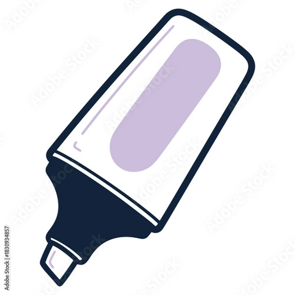 Fototapeta Illustration of a highlighter marker with purple ink and thick dark blue outlines for emphasizing and marking text