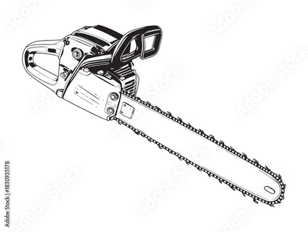 Obraz Minimalist Chainsaw Vector 2D Vector Line Art Artwork for Creative Projects and Design Concepts