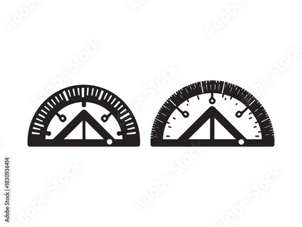 Obraz Minimalist divider and protractor black icons 2D vector line art for school and office use