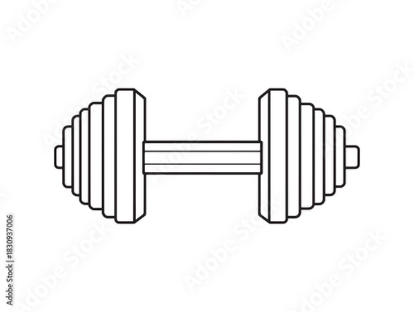 Obraz Minimalist dumbbell 2D vector line art gym equipment design modern health icon idea